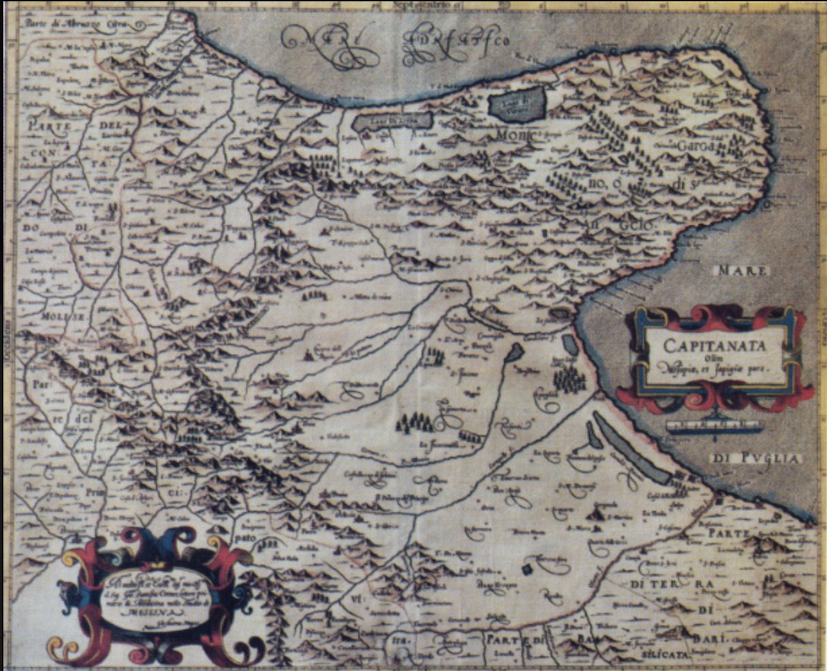 Mappa storica della Capitanata, Puglia &mdash; cartografia del Cinquecento